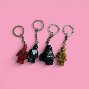 Lego Keychains in Red, Black, and Gold